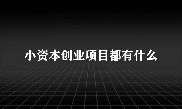 小资本创业项目都有什么