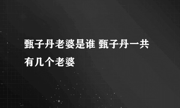 甄子丹老婆是谁 甄子丹一共有几个老婆