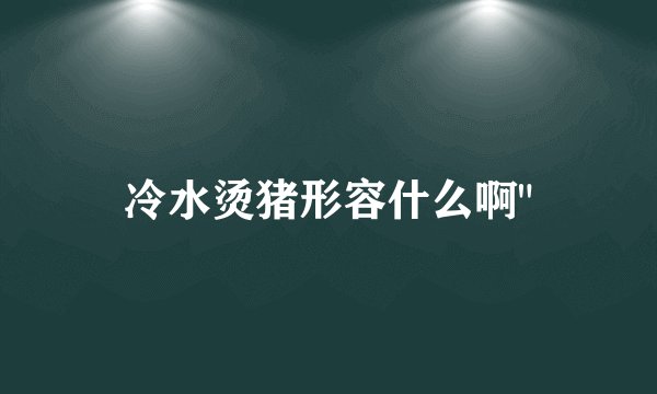 冷水烫猪形容什么啊
