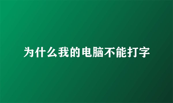 为什么我的电脑不能打字
