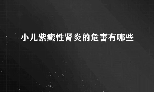 小儿紫癜性肾炎的危害有哪些