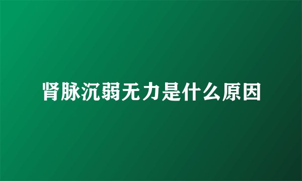 肾脉沉弱无力是什么原因