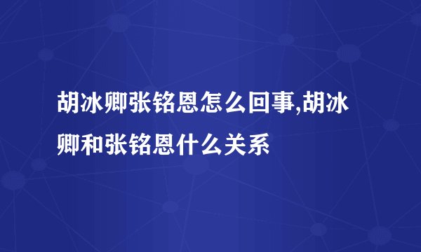 胡冰卿张铭恩怎么回事,胡冰卿和张铭恩什么关系
