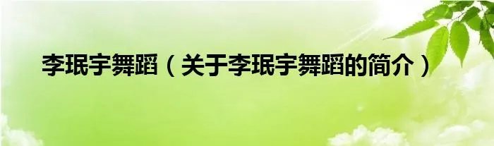 李珉宇舞蹈（关于李珉宇舞蹈的简介）