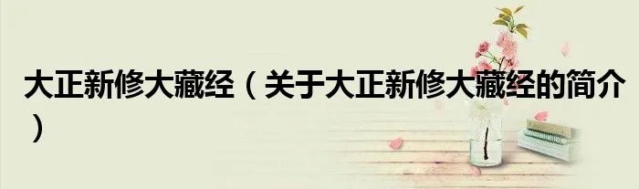 大正新修大藏经(关于大正新修大藏经的简介)