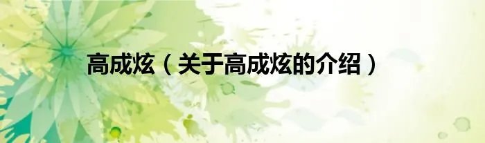 高成炫（关于高成炫的介绍）