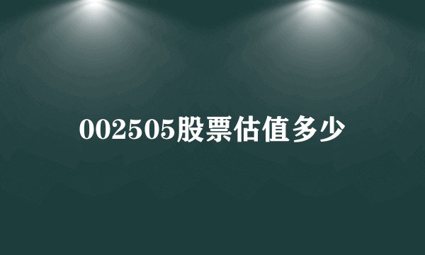 002505股票估值多少