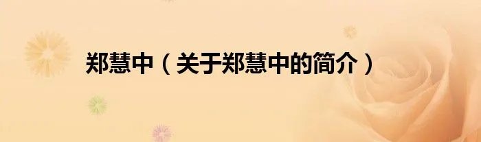 郑慧中（关于郑慧中的简介）