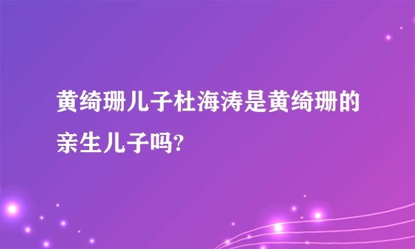黄绮珊儿子杜海涛是黄绮珊的亲生儿子吗?