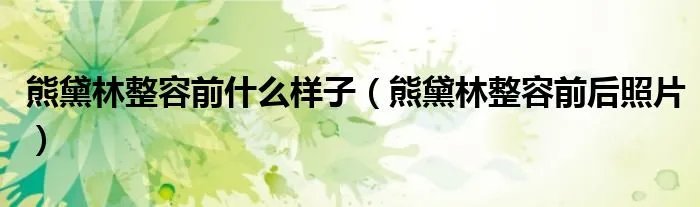 熊黛林整容前什么样子（熊黛林整容前后照片）
