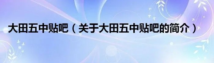 大田五中贴吧（关于大田五中贴吧的简介）