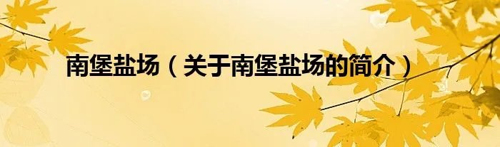 南堡盐场（关于南堡盐场的简介）