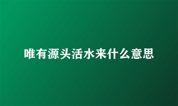 唯有源头活水来什么意思