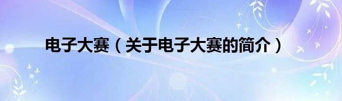 电子大赛（关于电子大赛的简介）