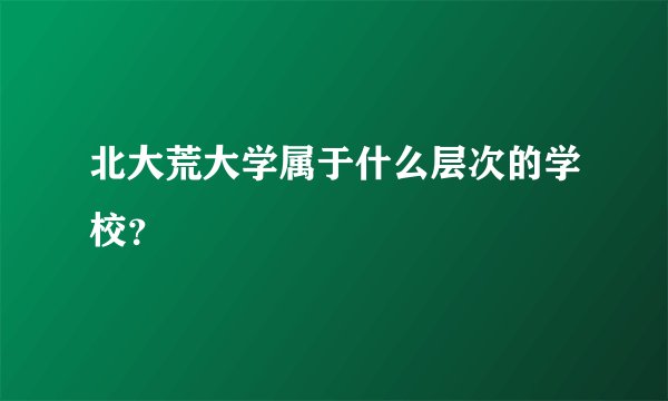 北大荒大学属于什么层次的学校？