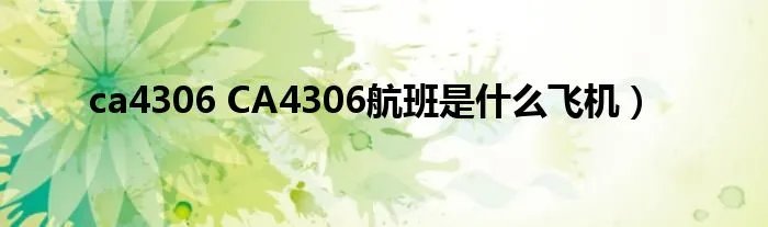 ca4306 CA4306航班是什么飞机）