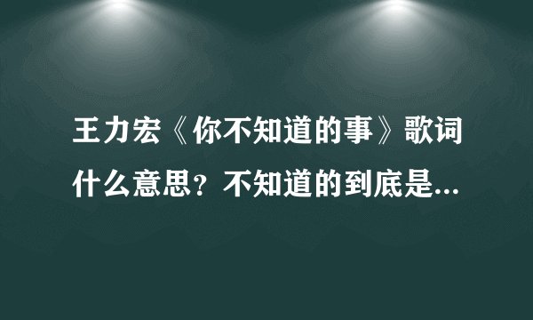 王力宏《你不知道的事》歌词什么意思？不知道的到底是什么事？