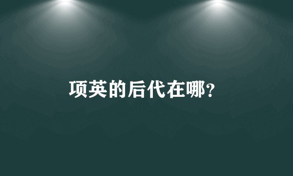 项英的后代在哪?