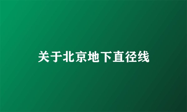 关于北京地下直径线