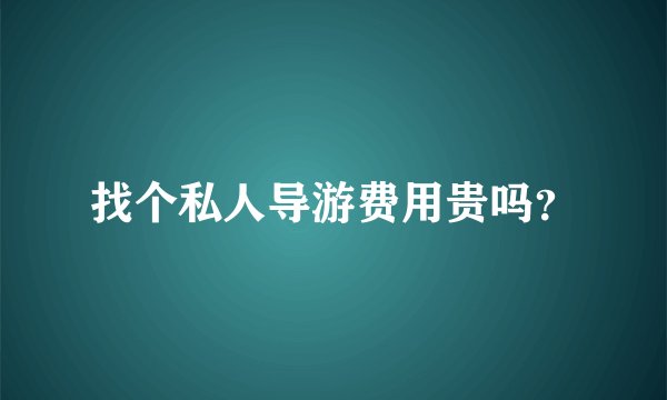 找个私人导游费用贵吗？