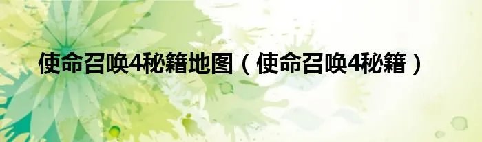 使命召唤4秘籍地图(使命召唤4秘籍)
