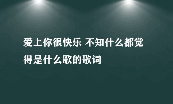 爱上你很快乐 不知什么都觉得是什么歌的歌词