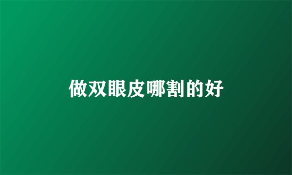 做双眼皮哪割的好