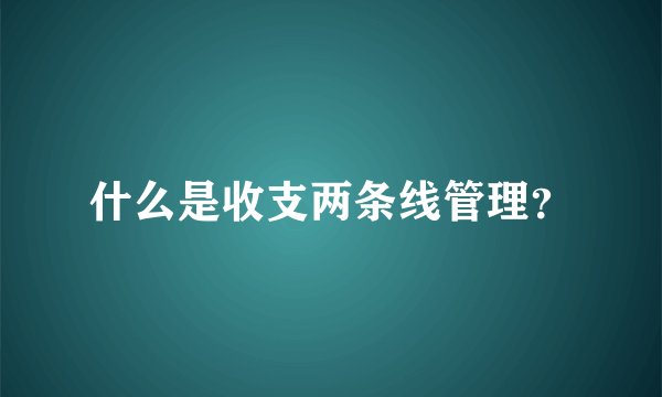 什么是收支两条线管理?