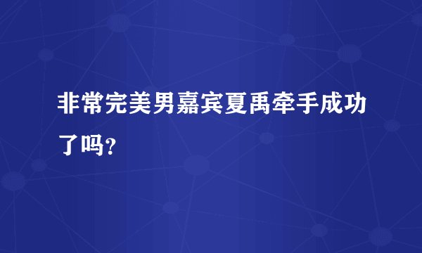 非常完美男嘉宾夏禹牵手成功了吗？