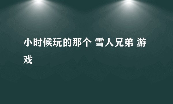 小时候玩的那个 雪人兄弟 游戏