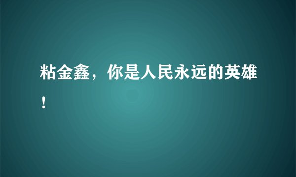 粘金鑫,你是人民永远的英雄!