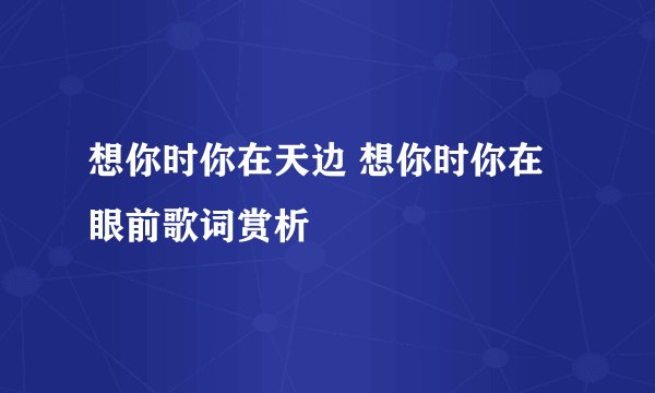 想你时你在天边 想你时你在眼前歌词赏析