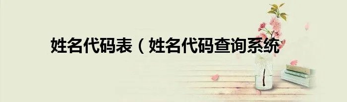 姓名代码表（姓名代码查询系统