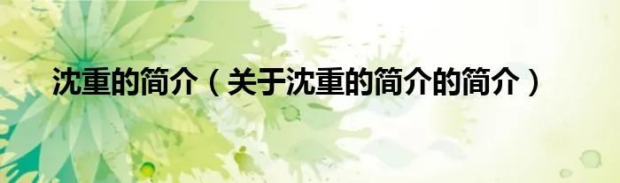 沈重的简介（关于沈重的简介的简介）