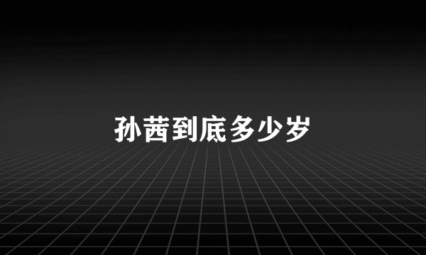 孙茜到底多少岁