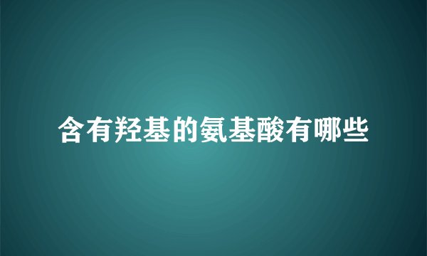 含有羟基的氨基酸有哪些