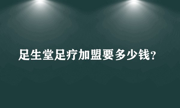 足生堂足疗加盟要多少钱？