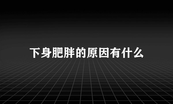 下身肥胖的原因有什么