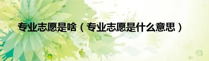 专业志愿是啥(专业志愿是什么意思)