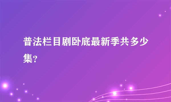 普法栏目剧卧底最新季共多少集？