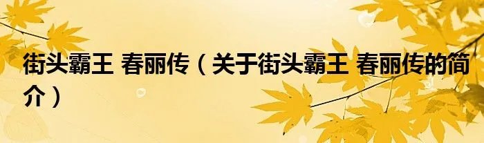 街头霸王 春丽传（关于街头霸王 春丽传的简介）