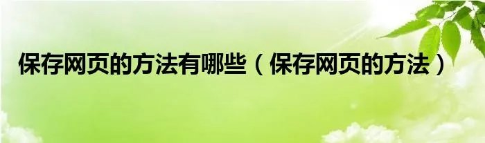 保存网页的方法有哪些（保存网页的方法）