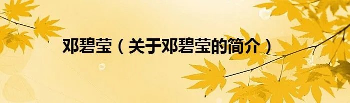 邓碧莹（关于邓碧莹的简介）