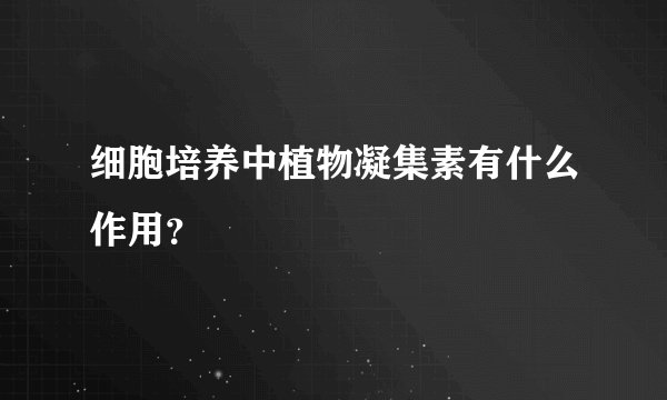 细胞培养中植物凝集素有什么作用？