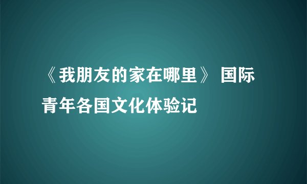 《我朋友的家在哪里》 国际青年各国文化体验记