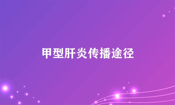 甲型肝炎传播途径