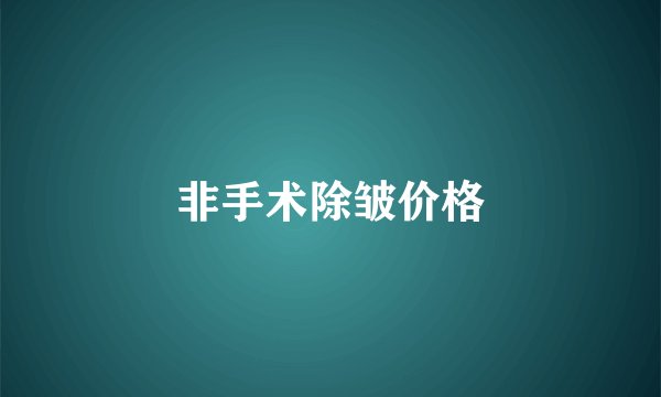 非手术除皱价格