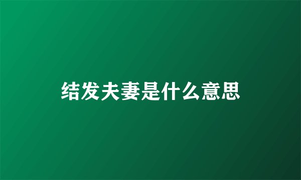 结发夫妻是什么意思