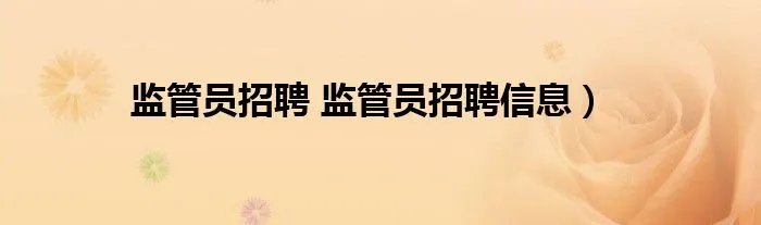 监管员招聘 监管员招聘信息）