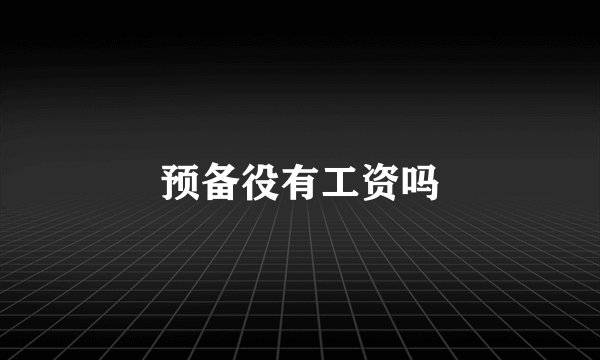 预备役有工资吗